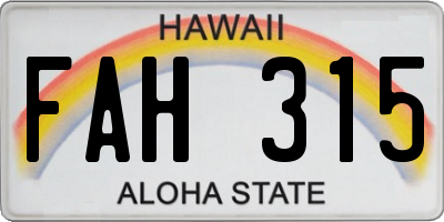 HI license plate FAH315