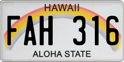 HI license plate FAH316