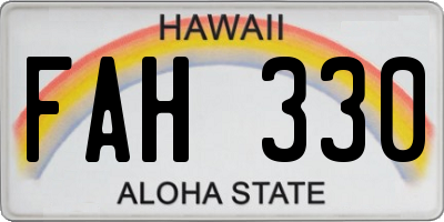 HI license plate FAH330