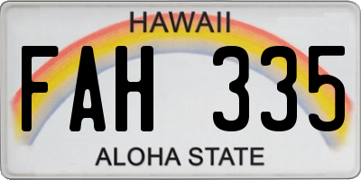 HI license plate FAH335