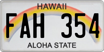 HI license plate FAH354
