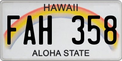 HI license plate FAH358