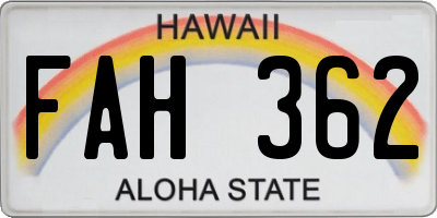 HI license plate FAH362