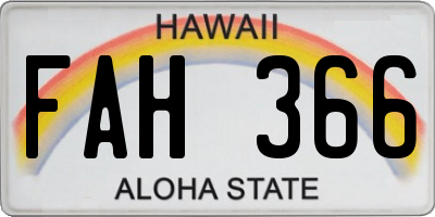 HI license plate FAH366