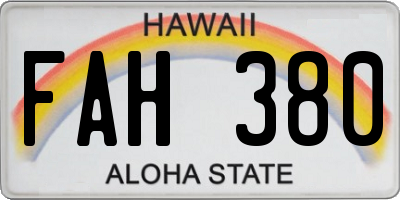 HI license plate FAH380
