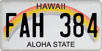 HI license plate FAH384