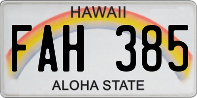 HI license plate FAH385