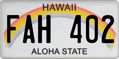 HI license plate FAH402