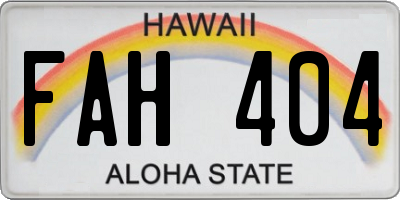 HI license plate FAH404