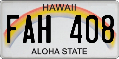 HI license plate FAH408