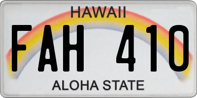 HI license plate FAH410