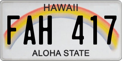 HI license plate FAH417
