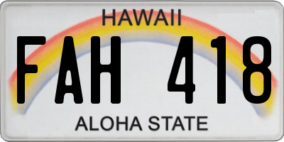 HI license plate FAH418
