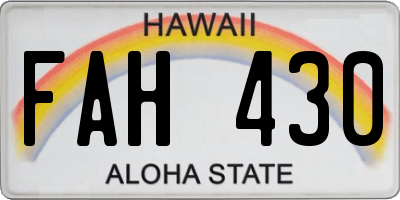 HI license plate FAH430