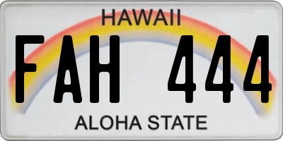 HI license plate FAH444