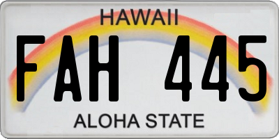 HI license plate FAH445