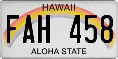 HI license plate FAH458
