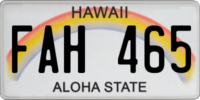 HI license plate FAH465