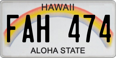 HI license plate FAH474
