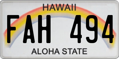 HI license plate FAH494