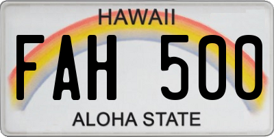 HI license plate FAH500