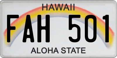 HI license plate FAH501