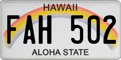 HI license plate FAH502
