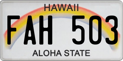 HI license plate FAH503
