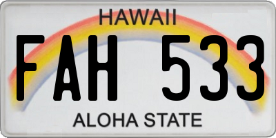 HI license plate FAH533