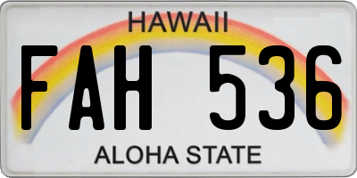 HI license plate FAH536