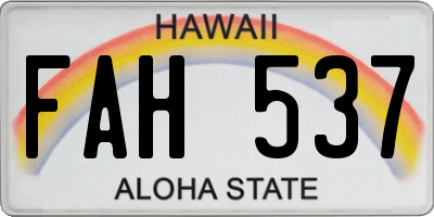 HI license plate FAH537