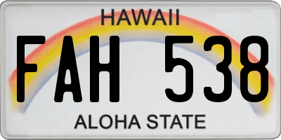 HI license plate FAH538