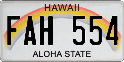 HI license plate FAH554