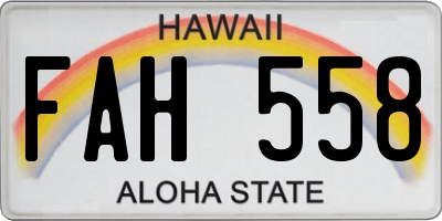 HI license plate FAH558