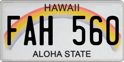 HI license plate FAH560
