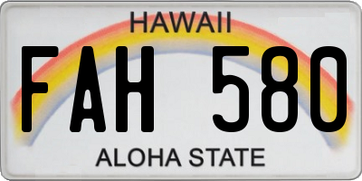 HI license plate FAH580