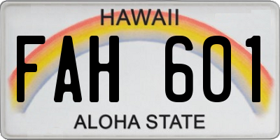 HI license plate FAH601