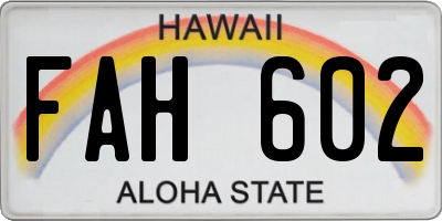 HI license plate FAH602