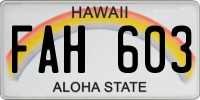 HI license plate FAH603