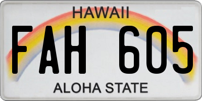 HI license plate FAH605
