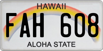 HI license plate FAH608