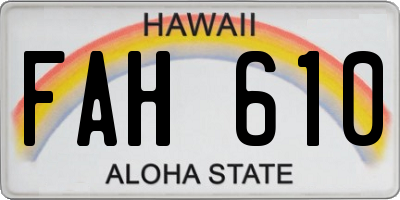 HI license plate FAH610