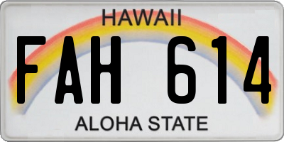 HI license plate FAH614
