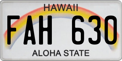 HI license plate FAH630