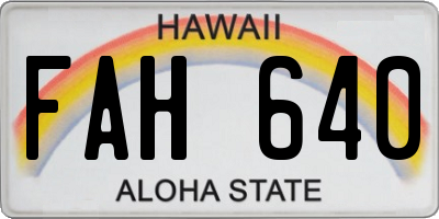 HI license plate FAH640