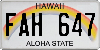 HI license plate FAH647