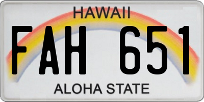 HI license plate FAH651