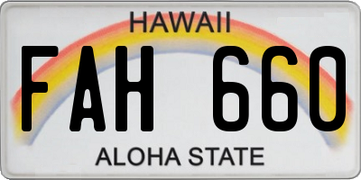 HI license plate FAH660