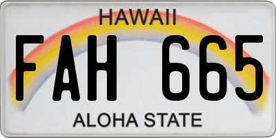 HI license plate FAH665
