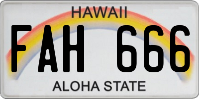 HI license plate FAH666